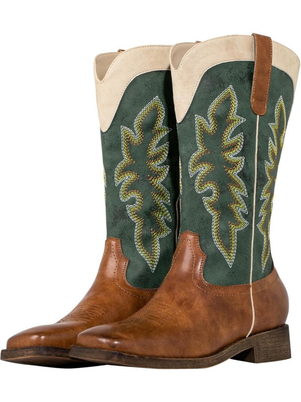 Stylish Square Toe Cowgirl Boots for Women - Wide Calf, Lightweight
